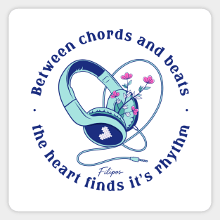 Heart in the Headphones. Floral Beat (Light) Sticker